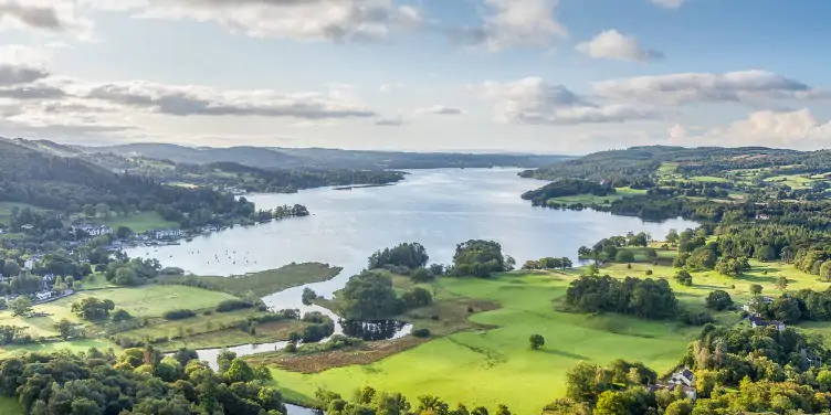 an image of Lake Windermere from one of the surrounding hills in Cumbria