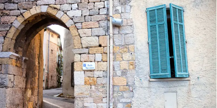 The old, medieval city walls of Mougins in Provence, South of France