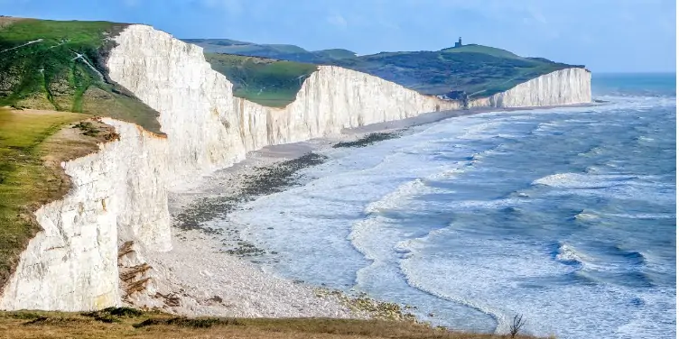 an image of the Seven Sisters cliffs in Sussex at sunset