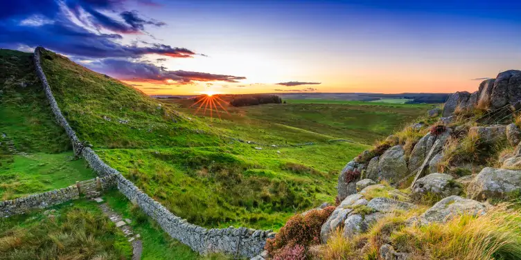 an image of Hadrian’s Wall at sunset