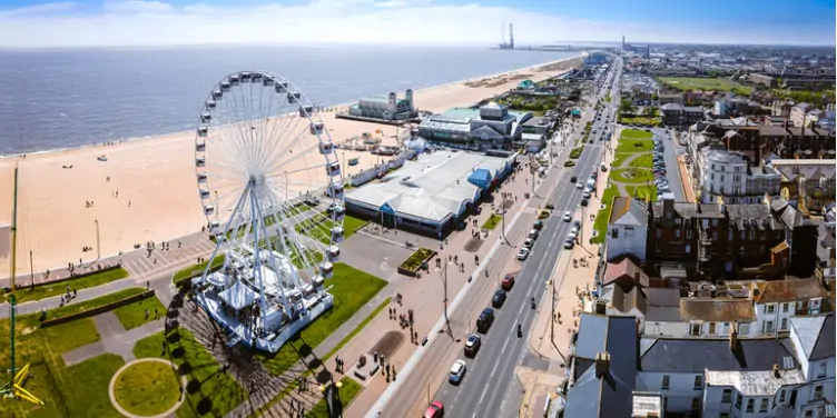 Aerial view of Central beach in Great Yarmouth, Norfolk