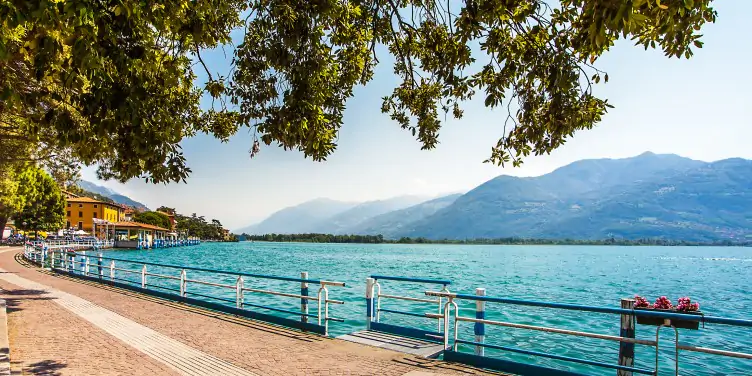 Views from the promenade in Lovere on the Lago d Iseo in Lombardy, Italy