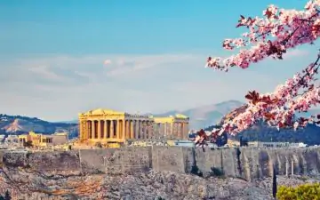 View of Acropolis in Athens during sunset