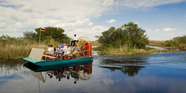 Airboat carrying passengers on the Everglades in Florida