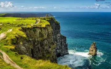 Views of the Atlantic Ocean from the Cliffs of Moher in Ireland