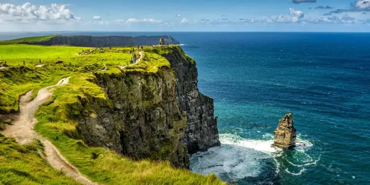 Views of the Atlantic Ocean from the Cliffs of Moher in Ireland