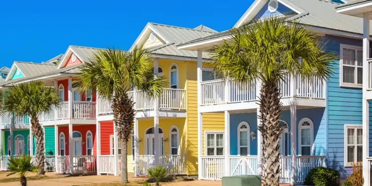 Colourful houses along Panama City Beach