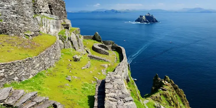 Views into the sea from Skellig Michael, home to the ruined remains of a Christian monastery.