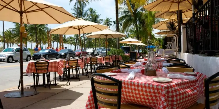 Outdoor dining area in Miami, Florida