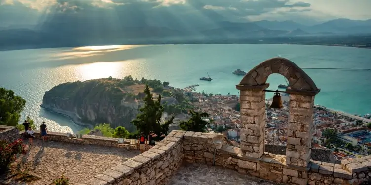 Views of Aegian sea from the Palamidi fortress