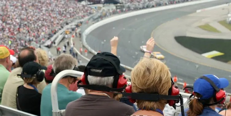Senior fans watching NASCAR race