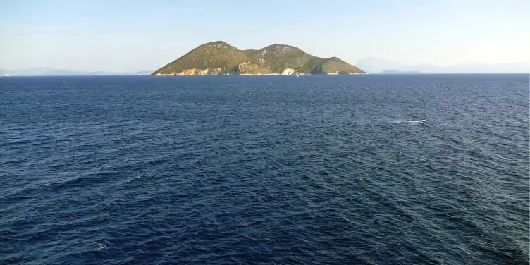 View of Erikousa island from the ferry