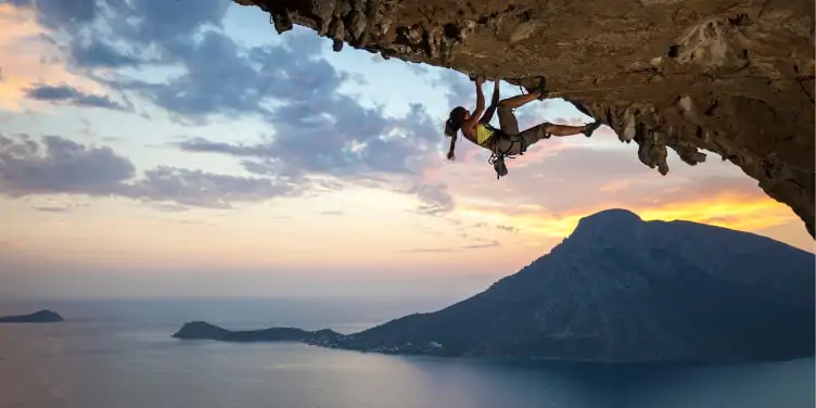 Kalymnos rock climbing at sunset)