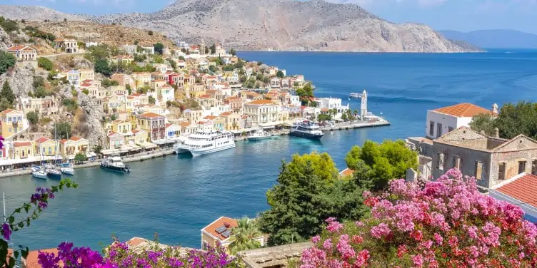 Symi town cityscape, Dodecanese islands in Greece