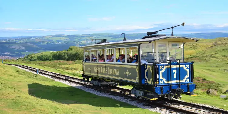 View of the Great Orme Tramway near the summit