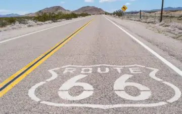 Route 66 road in the desert