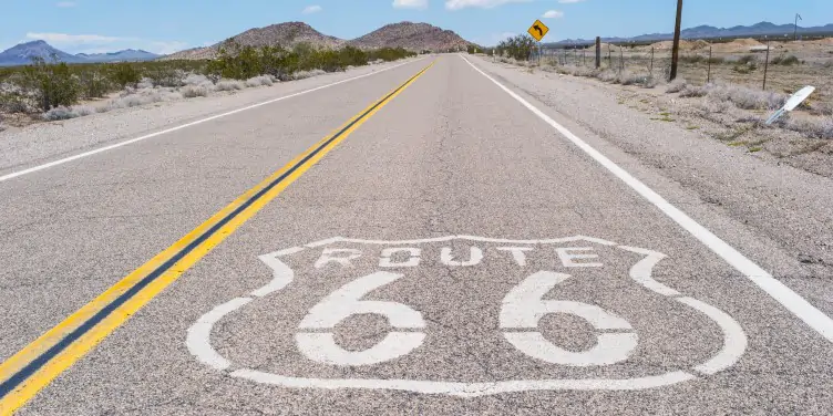 Route 66 road in the desert