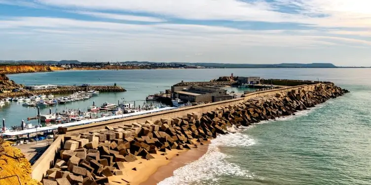 Conil de la Frontera fishing harbour overlooking the ocean