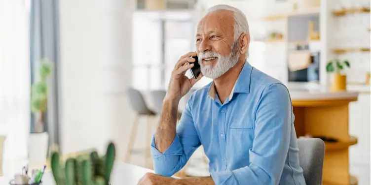 man on telephone at home