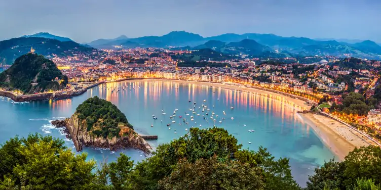 Birds eye view of the coast of San Sebastian, one of the best Spain city breaks