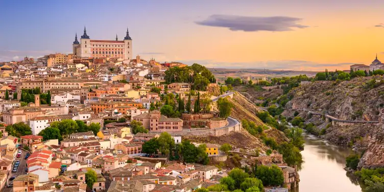 A view of the river flowing through the Spanish City of Toledo