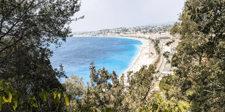 View of the Promenade des Anglais  from the walk up Castle Hill, Nice