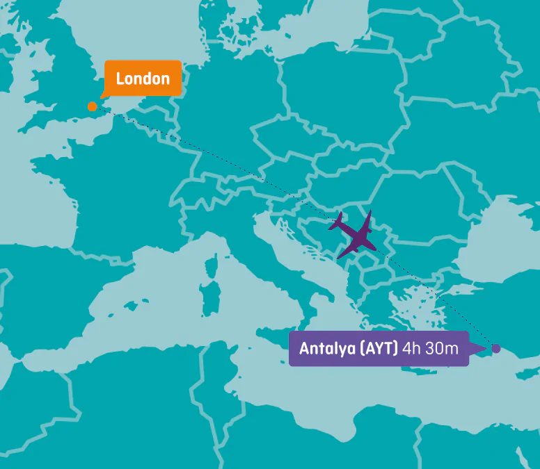 Antalya flight map
